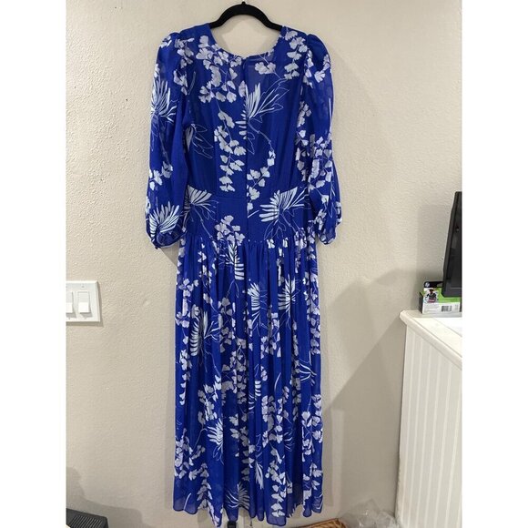 Calvin Klein Dress Women Navy Blue Floral Maxi Whimsy Cottage Lagenlook - Picture 9 of 9